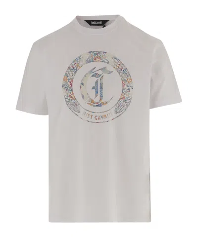 Just Cavalli Beige Graphic Crew Neck T-shirt