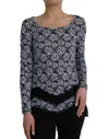 Shop Just Cavalli Floral Lace Long Sleeves Top Underwear Women's Blouse In Blue