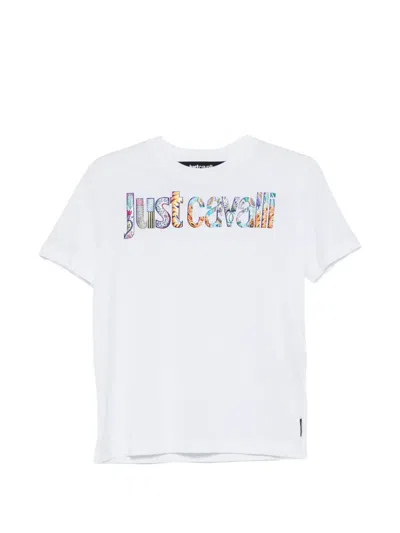 Just Cavalli Floral Logo T-shirt In White