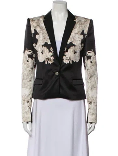 Pre-owned Just Cavalli Floral Print Blazer In Black