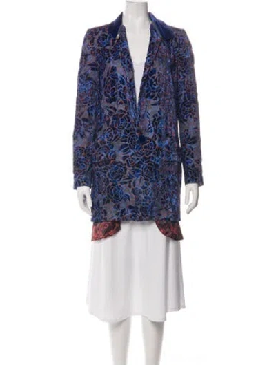 Pre-owned Just Cavalli Floral Print Blazer In Blue