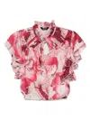 Just Cavalli Floral-print Chiffon Blouse In Red