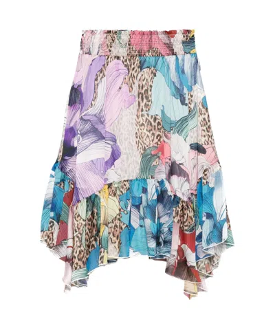 Just Cavalli Floral-print Chiffon Mini Skirt In Multicolor