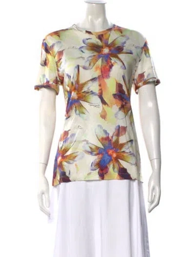 Pre-owned Just Cavalli Floral Print Crew Neck T-shirt In White