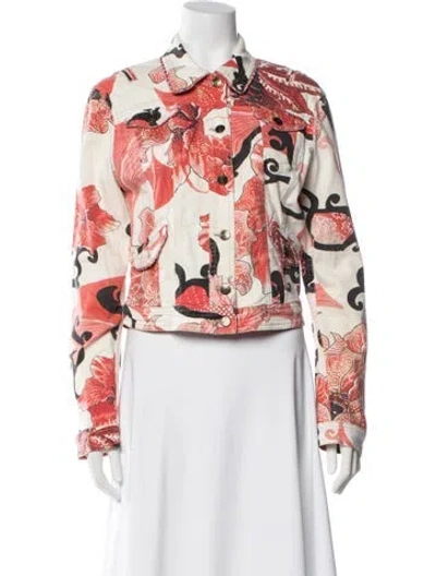 Pre-owned Just Cavalli Floral Print Denim Jacket In Neutral