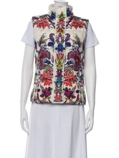 Pre-owned Just Cavalli Floral Print Down Jacket In Neutral