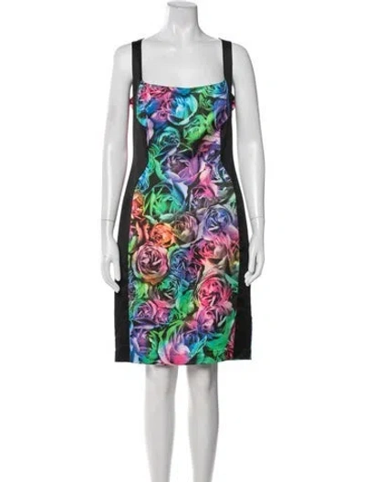 Pre-owned Just Cavalli Floral Print Knee-length Dress In Black