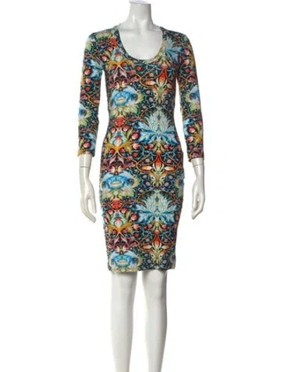 Pre-owned Just Cavalli Floral Print Knee-length Dress In Black