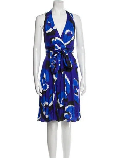 Pre-owned Just Cavalli Floral Print Knee-length Dress In Blue