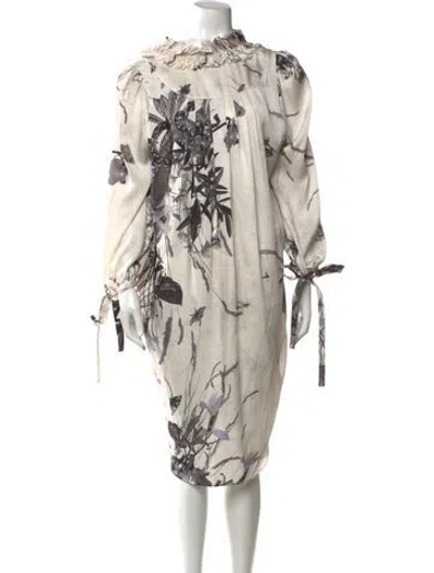Pre-owned Just Cavalli Floral Print Knee-length Dress In Neutrals
