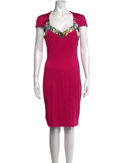 Pre-owned Just Cavalli Floral Print Knee-length Dress In Pink