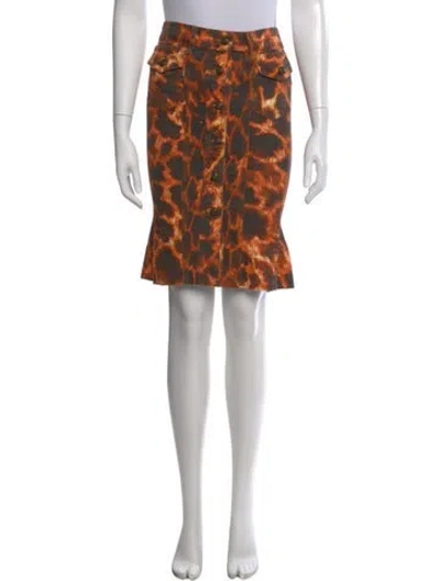 Pre-owned Just Cavalli Floral Print Knee-length Skirt In Orange