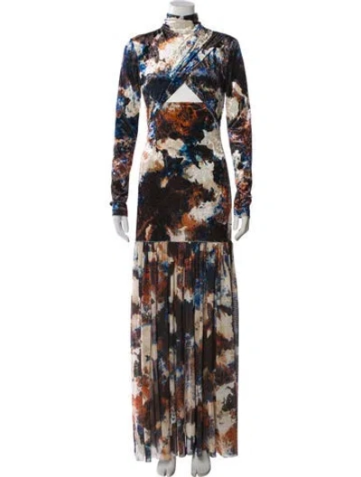 Pre-owned Just Cavalli Floral Print Long Dress W/ Tags In Multi