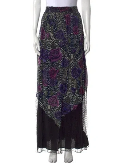 Pre-owned Just Cavalli Floral Print Long Skirt W/ Tags In Blue