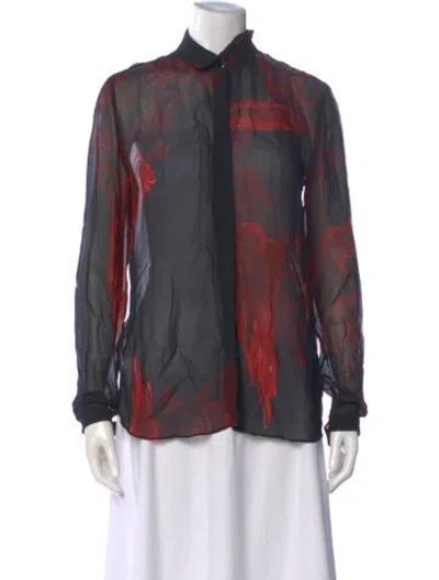 Pre-owned Just Cavalli Floral Print Long Sleeve Blouse In Black