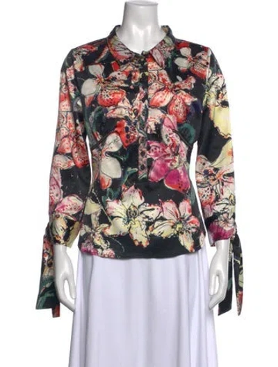Pre-owned Just Cavalli Floral Print Long Sleeve Blouse In Multi