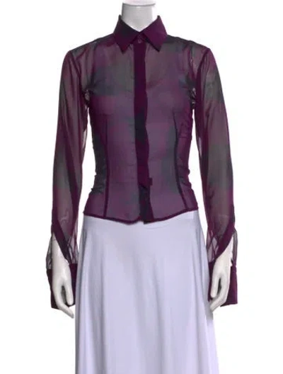 Pre-owned Just Cavalli Floral Print Long Sleeve Blouse In Purple