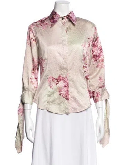 Pre-owned Just Cavalli Floral Print Long Sleeve Top In Pink