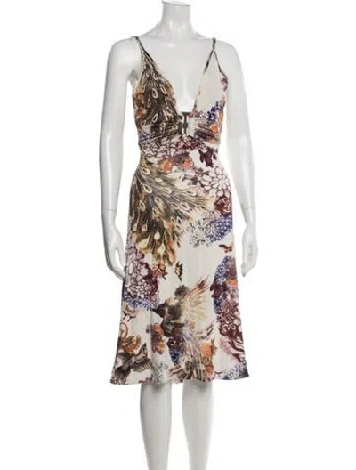 Pre-owned Just Cavalli Floral Print Midi Length Dress In Multi