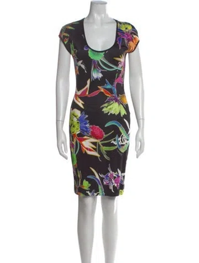 Pre-owned Just Cavalli Floral Print Mini Dress In Black