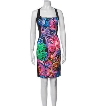 Pre-owned Just Cavalli Floral Print Mini Dress In Black
