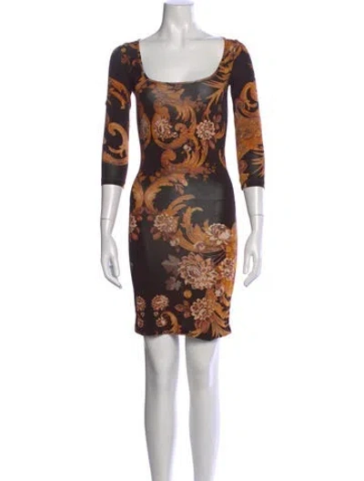 Pre-owned Just Cavalli Floral Print Mini Dress In Black