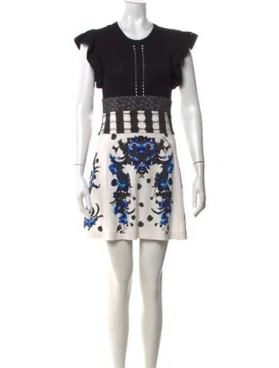 Pre-owned Just Cavalli Floral Print Mini Dress In Black