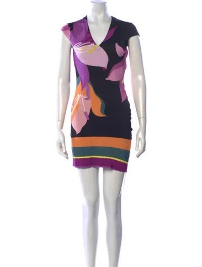 Pre-owned Just Cavalli Floral Print Mini Dress In Black