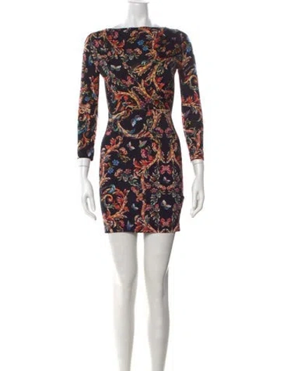 Pre-owned Just Cavalli Floral Print Mini Dress In Black