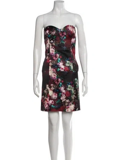 Pre-owned Just Cavalli Floral Print Mini Dress In Black