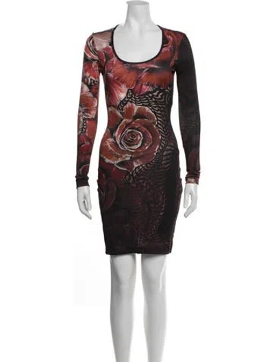 Pre-owned Just Cavalli Floral Print Mini Dress In Black