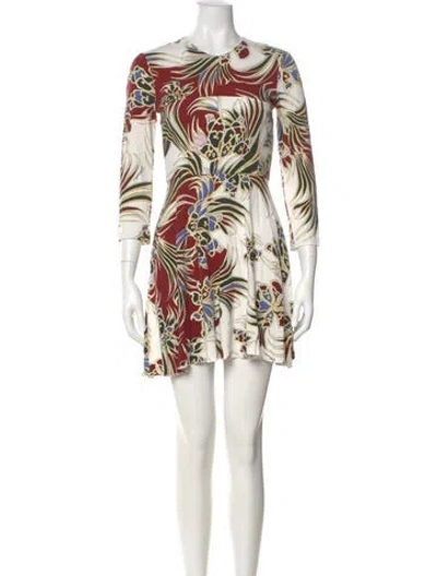 Pre-owned Just Cavalli Floral Print Mini Dress In Blue