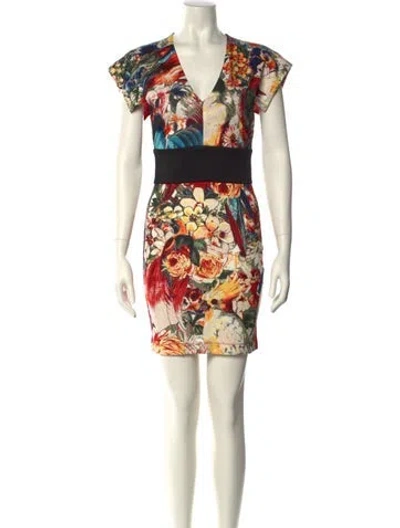 Pre-owned Just Cavalli Floral Print Mini Dress In Multi