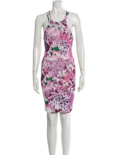 Pre-owned Just Cavalli Floral Print Mini Dress In Neutral