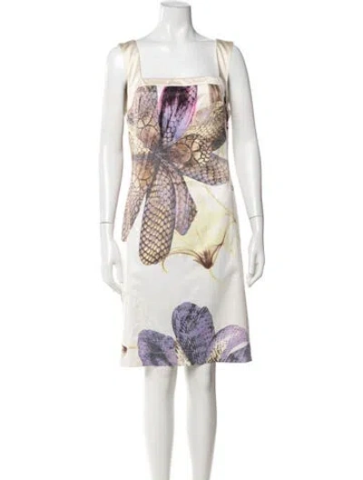 Pre-owned Just Cavalli Floral Print Mini Dress In Neutral