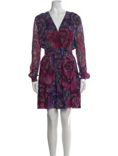 Pre-owned Just Cavalli Floral Print Mini Dress In Purple