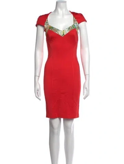 Pre-owned Just Cavalli Floral Print Mini Dress In Red