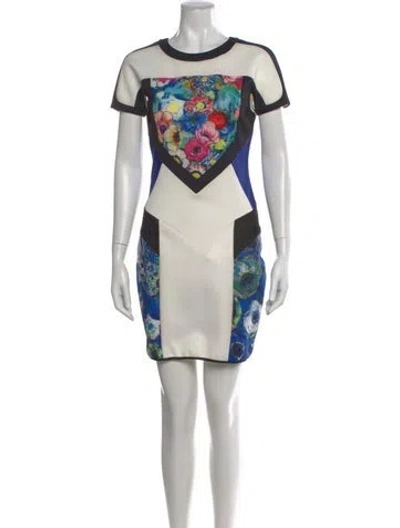 Pre-owned Just Cavalli Floral Print Mini Dress In White