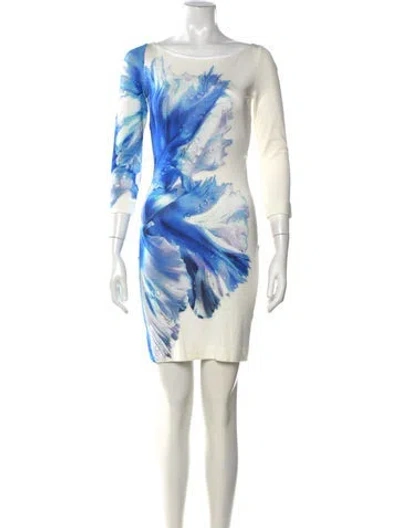 Pre-owned Just Cavalli Floral Print Mini Dress In White