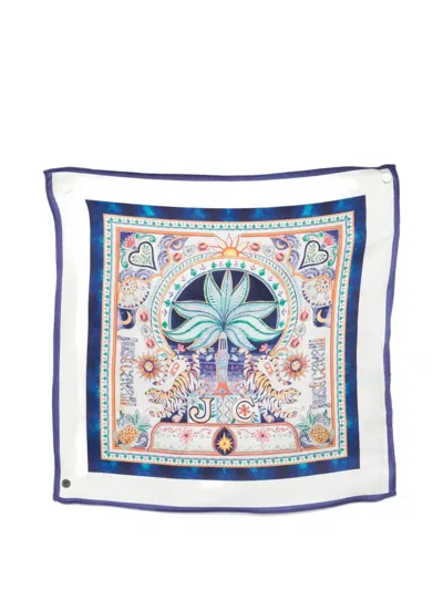 Just Cavalli Floral-print Scarf In White