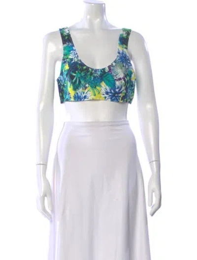 Pre-owned Just Cavalli Floral Print Scoop Neck Crop Top In Purple