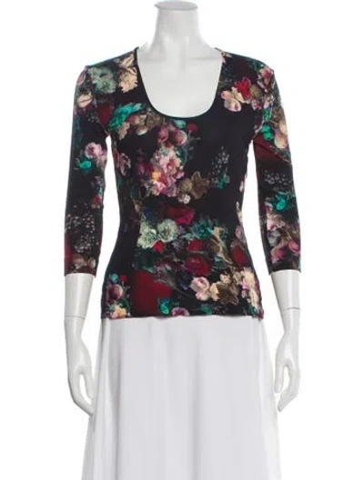 Pre-owned Just Cavalli Floral Print Scoop Neck Top In Purple