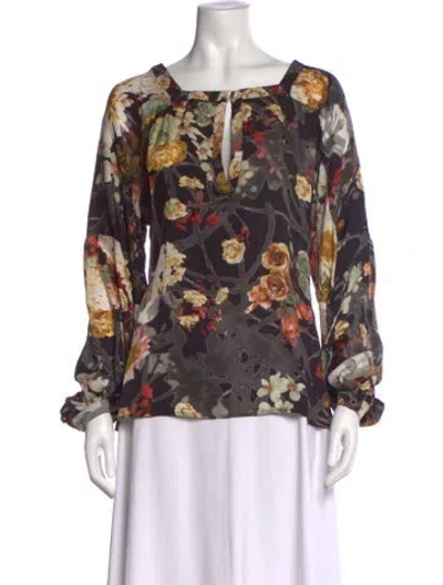 Pre-owned Just Cavalli Floral Print Square Neckline Blouse In Multi