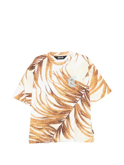 Just Cavalli Floral Print T-shirt In Brown