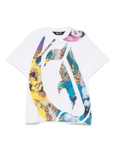 Just Cavalli Floral-print T-shirt In Weiss