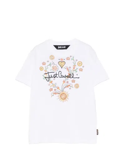 Just Cavalli Floral-print T-shirt In White