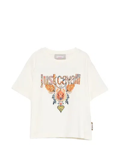 Just Cavalli Kids' Floral-print T-shirt In White