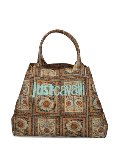 Just Cavalli Floral-print Tote Bag In Brown