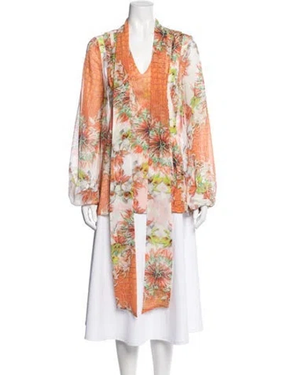 Pre-owned Just Cavalli Floral Print V-neck Top In Multi