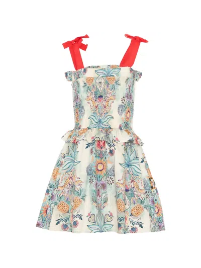 Just Cavalli Kids' Floral-print Ruffled Mini Dress In Multi